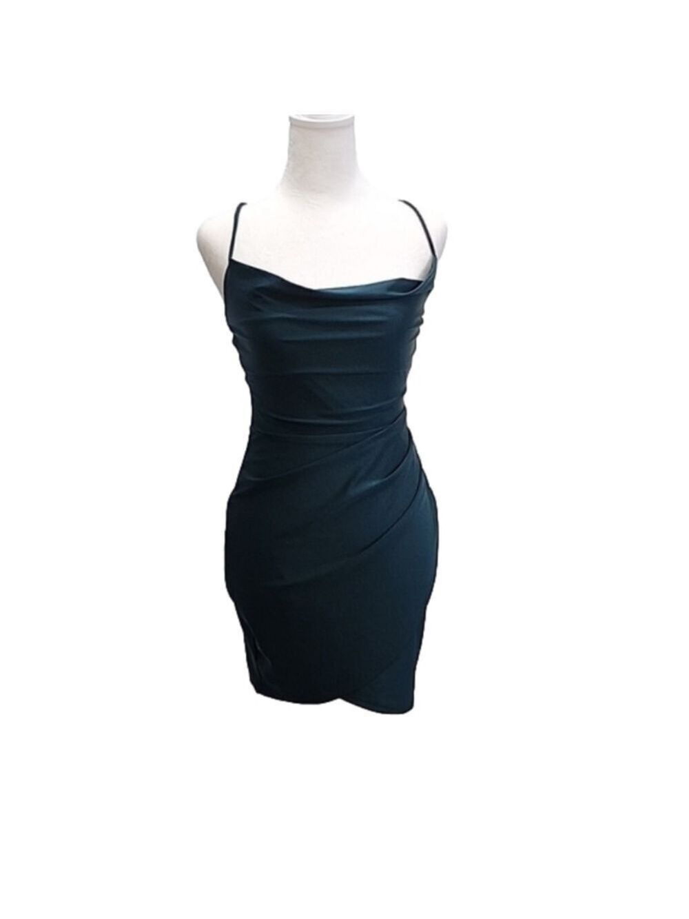 WINDSOR PARTY DRESS DARK GREEN SATIN SIZE SMALL